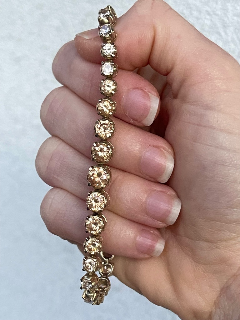 Charles Winston Tennis Bracelet Peachy Pink To White Cz 925 Silver Gold Vermeil